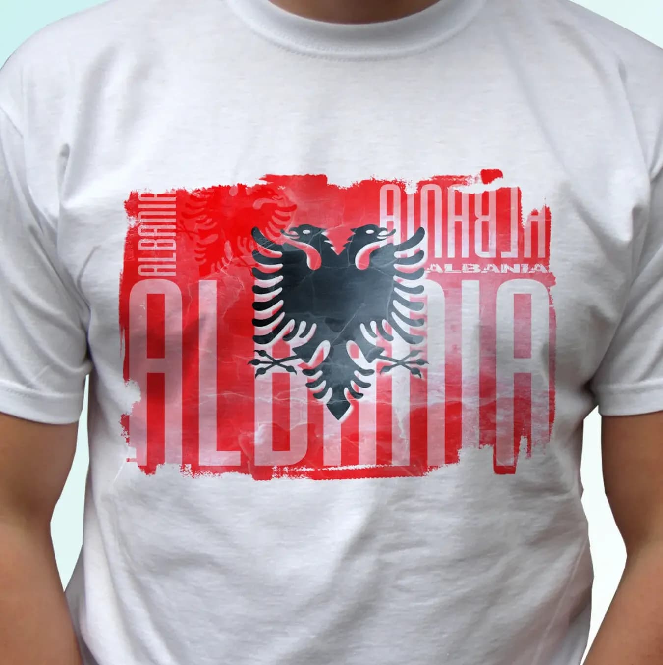 Albania Flag Design White T Shirt Top Modern Tee - Mens Breathable Top, Loose Casual Mens T-shirt S-3XL