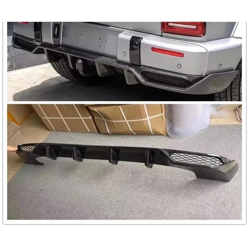 Real Carbon Fiber Rear Bumper Diffuser Lip for Mercedes Benz G Class W464 G63 AMG 2019-2024 Rear Bumper Protector Spoiler Kit