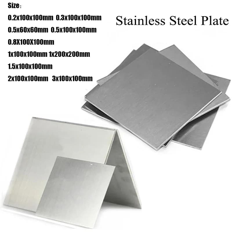 1pcs 304 Stainlessy Steel Square Plate Polished Plate Sheet Thick Thin Thickness 1mm 1.5mm 2mm 3mm 0.8mm 0.5mm