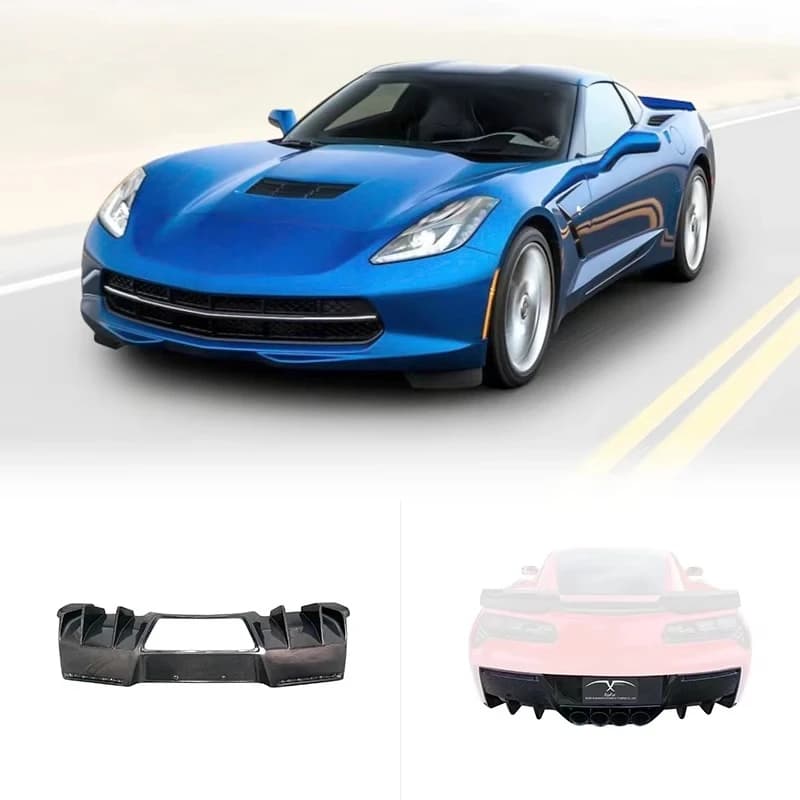 Suitable for 2016-2019 Chevrolet Corvette C7 Carbon Fiber  Rear Bumper Rear Diffuser Rear Lip Decorative Modification Body Kit