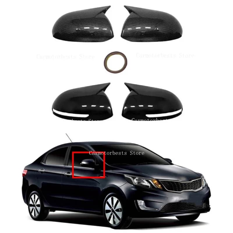 Car Sticker Rearview Side Mirror Cover Fit For Kia Rio 2011-2017  Horn Wing Cap Exterior Rear View Case Trim Carbon Fiber Look