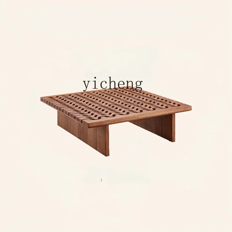 medieval solid wood square coffee table living room household ash wood light luxury tea table