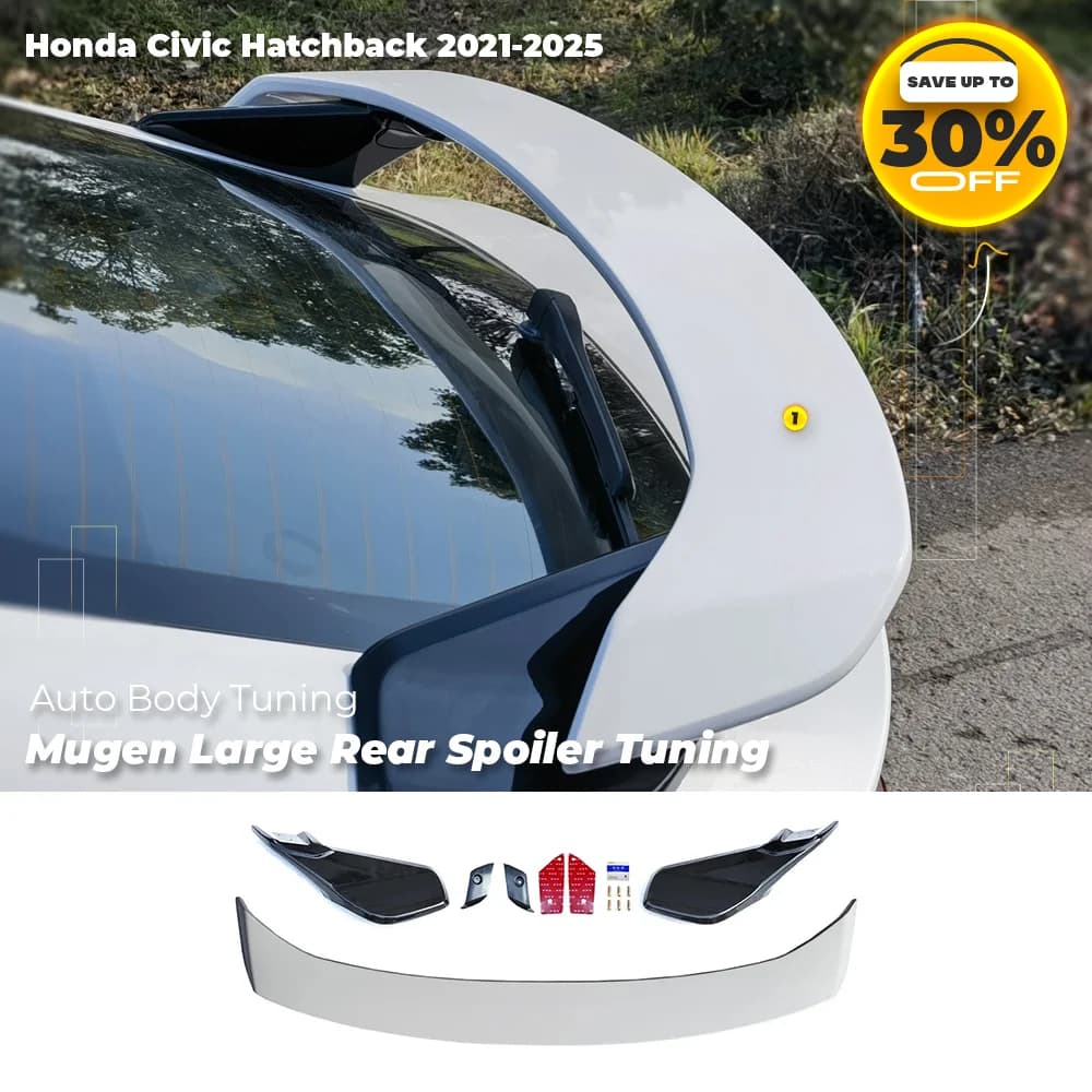 For Honda Civic Hatchback 2021-2025 Mugen Rear Trunk Spoiler Trim Kit - Mugen Style Trunk lid Wing Body Styling Accessories