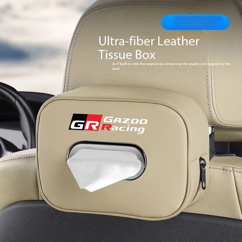 Car Tissue Storage Box Organizer Auto Accesories For Toyota GR Sport Gazoo Racing Yaris 86 Corolla Hilux Supra C-HR Interior