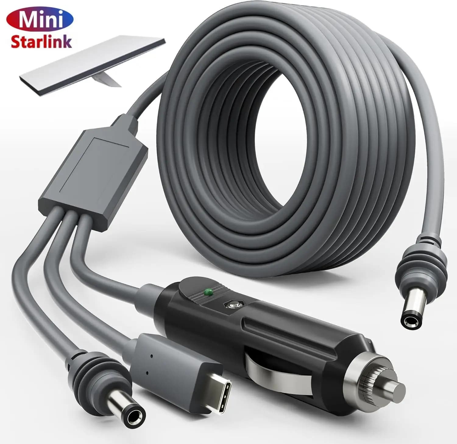For Starlink Mini 3 in 1 Cable 2M 3M 5M 12-24V USB-C/Cigarette Lighter/DC to DC Power Supply Cord for StarLink Mini 3in1 Cable