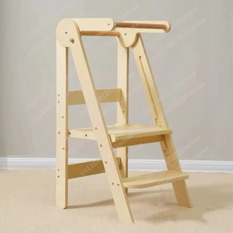 Kids' Folding Learning Tower Step Stool with Handrails for Bathroom & Kitchen