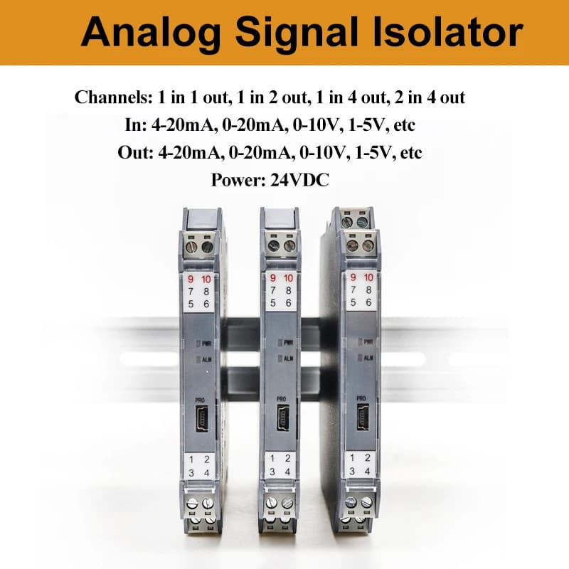 DIN Rail Analog Converter 0-10V To 4-20mA Signal Isolater