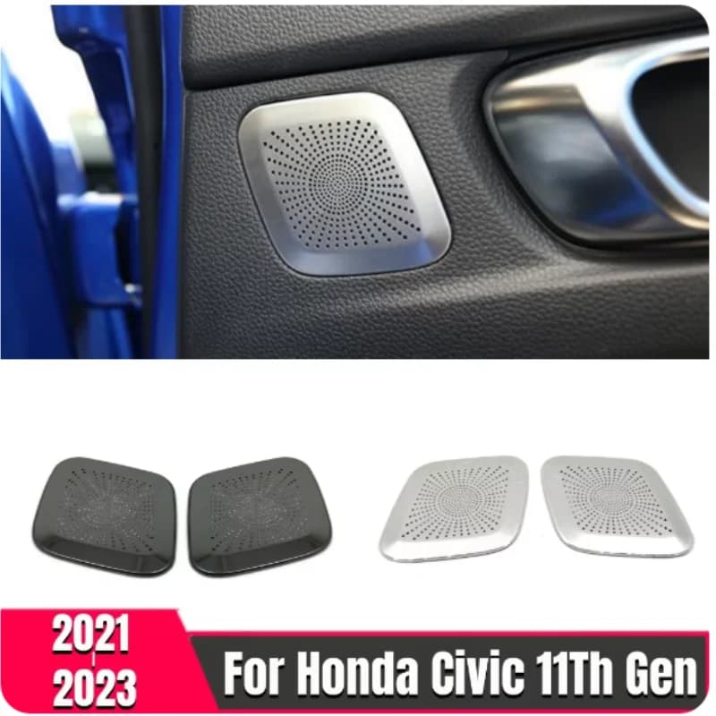 For Honda Civic 11th Gen 2021 2022 2023 Stainless Car Rear Door Handle Audio Horn Cover Speaker Trim Hood Decoration Accessories
