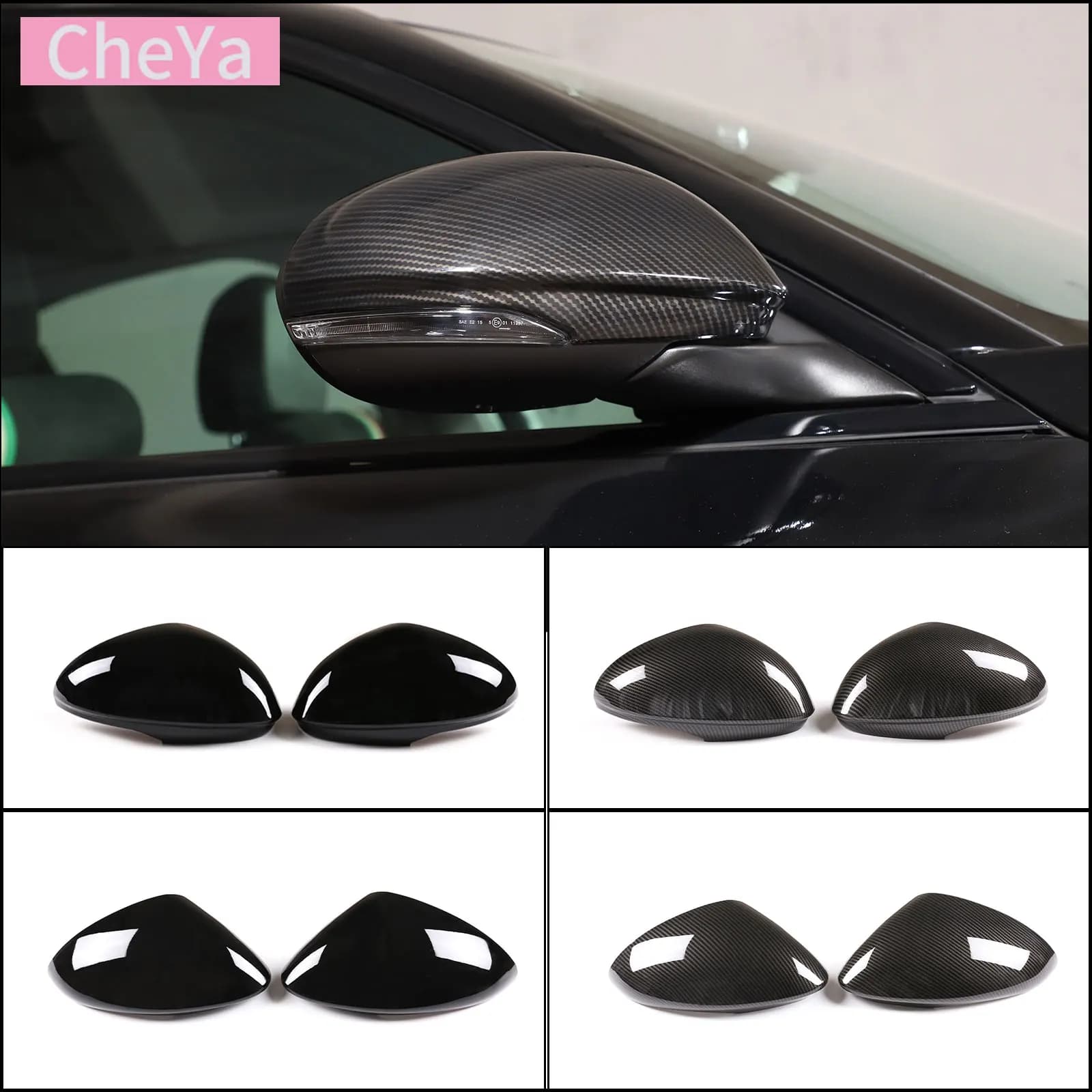 ABS Carbon Fiber Car Side Rearview Mirror Decorate Cover Trim for Alfa Romeo Stelvio Giulia 2017-2022 Auto Exterior Accessories