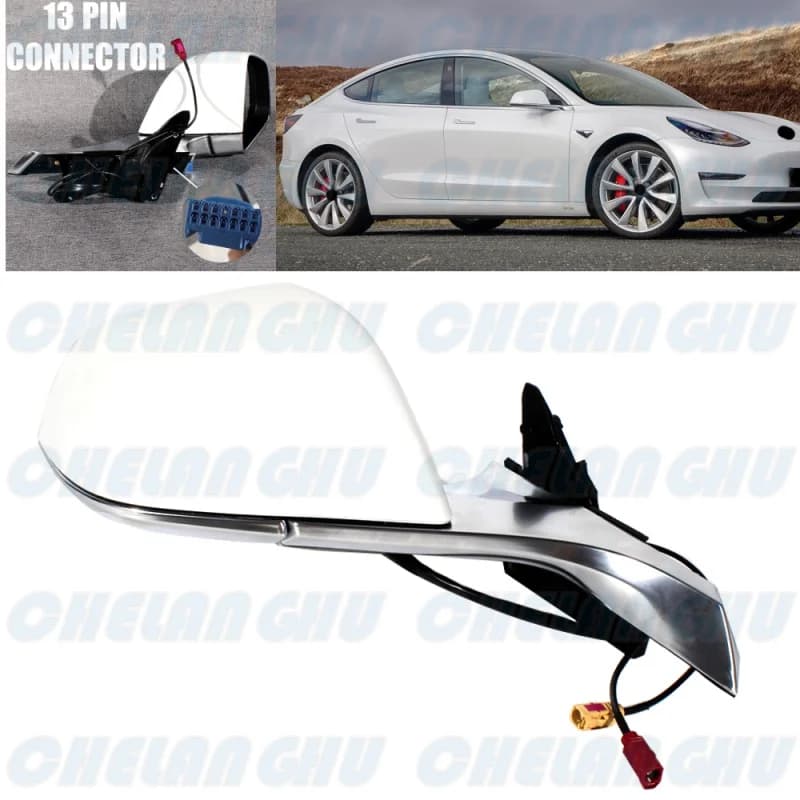 For Tesla Model 3 2017 2018 2019 2020 2021 2022 2023 Right Side 13 Pins White Painted Power Adjust Memory Mirror Assembly
