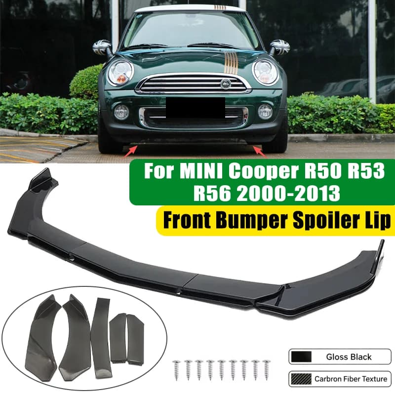 For MINI Cooper R50 R53 R56 2000-2013 5Pcs ABS Car Front Bumper Lip Spoiler Splitter Body Kit Canard Tuning Accessories