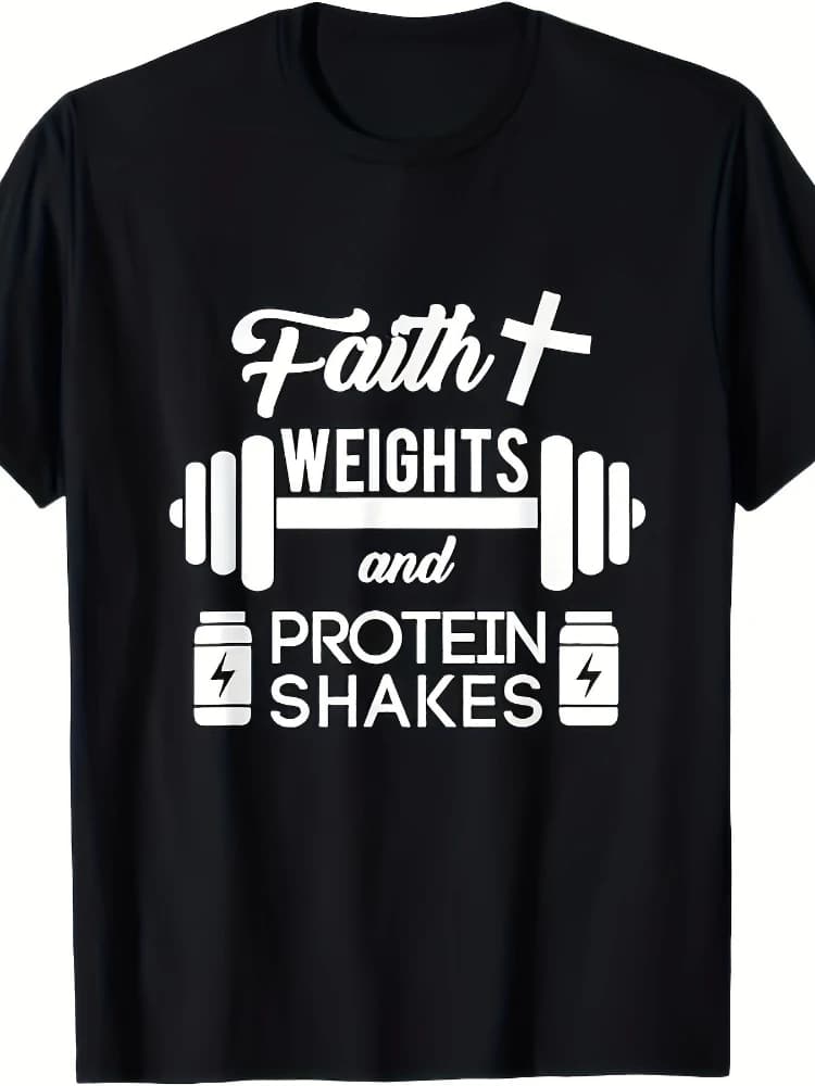 Faith Weight Christian Gym Weight Lifting  pattern design-100% cotton summer O-neck short sleeve casual printed men's T-shirt.