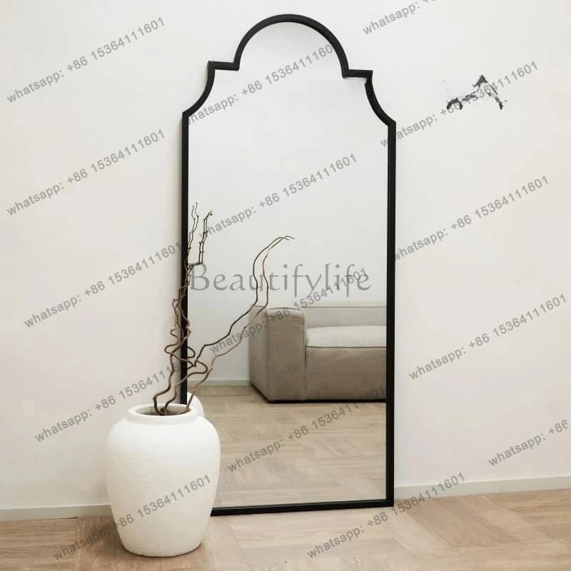 Decorative wall-mounted villa French special-shaped full-body mirror household retro entrance floor-to-ceiling fitting mirror