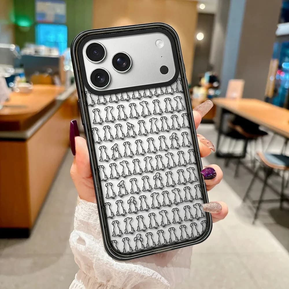 Line Dog Silhouette Impact Black Border Magnetic Cover for IPhone 12 13 14 15 16 17 Pro Max Case for IPhone 17 Air