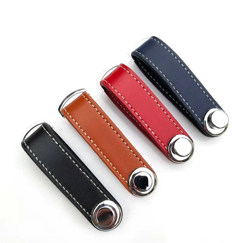 Leather Key Pouch Storage Zinc-Alloy Car Keyring Keyfob Metal Waist Hanging KeyChain Key Holder Trinket Collector Housekeeper