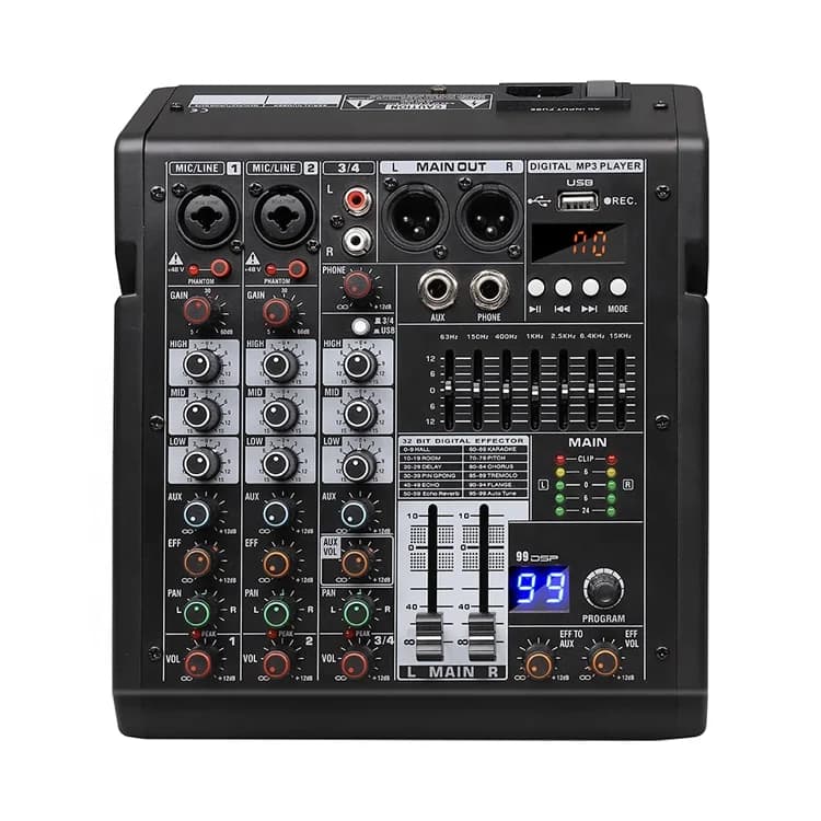 TDS-DSP Series New Products Console Mixer 4/6/8 CH 99Dsp One Stereo 1 Aux  Output with 48V Power and Usb  Audio Mixer