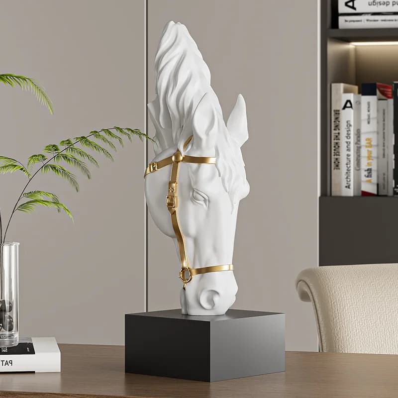 Modern Abstract Horse Head Three-dimensional Resin Sculpture Statue,Home Decoration,Office Desk Art,Equestrian Enthusiasts' Gift