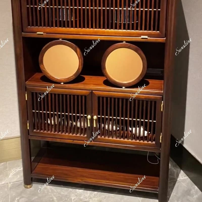 New Chinese style, solid wood tea cabinet, living room sofa side cabinet, tea room bogu rack