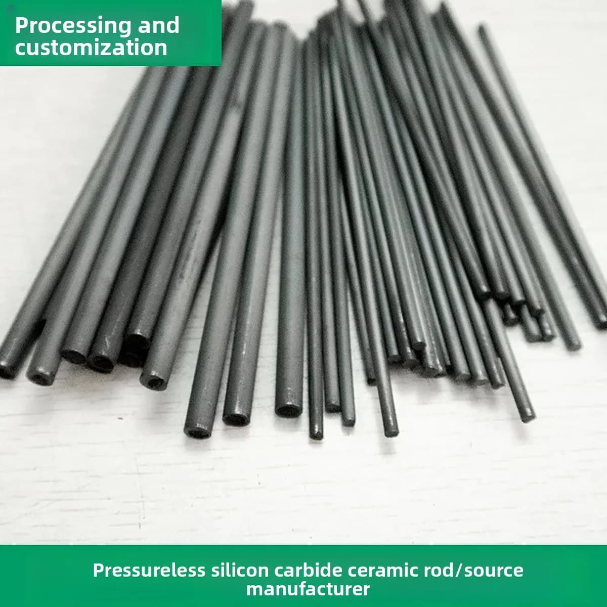 Pressureless Sintered SiC Ceramic Rod, High Temperature Resistant Silicon Carbide Column, Dia 2/2.5/2.8/3/5.5mm, Custom Machinab