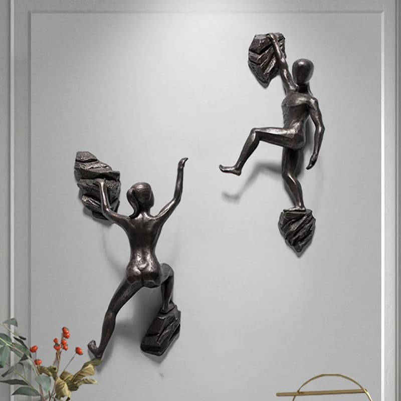 3D Industrial Style Rock Climbing Sculpture Statue Resin Living Room Home Decoration Wall Hanging Figure Sports Male Female