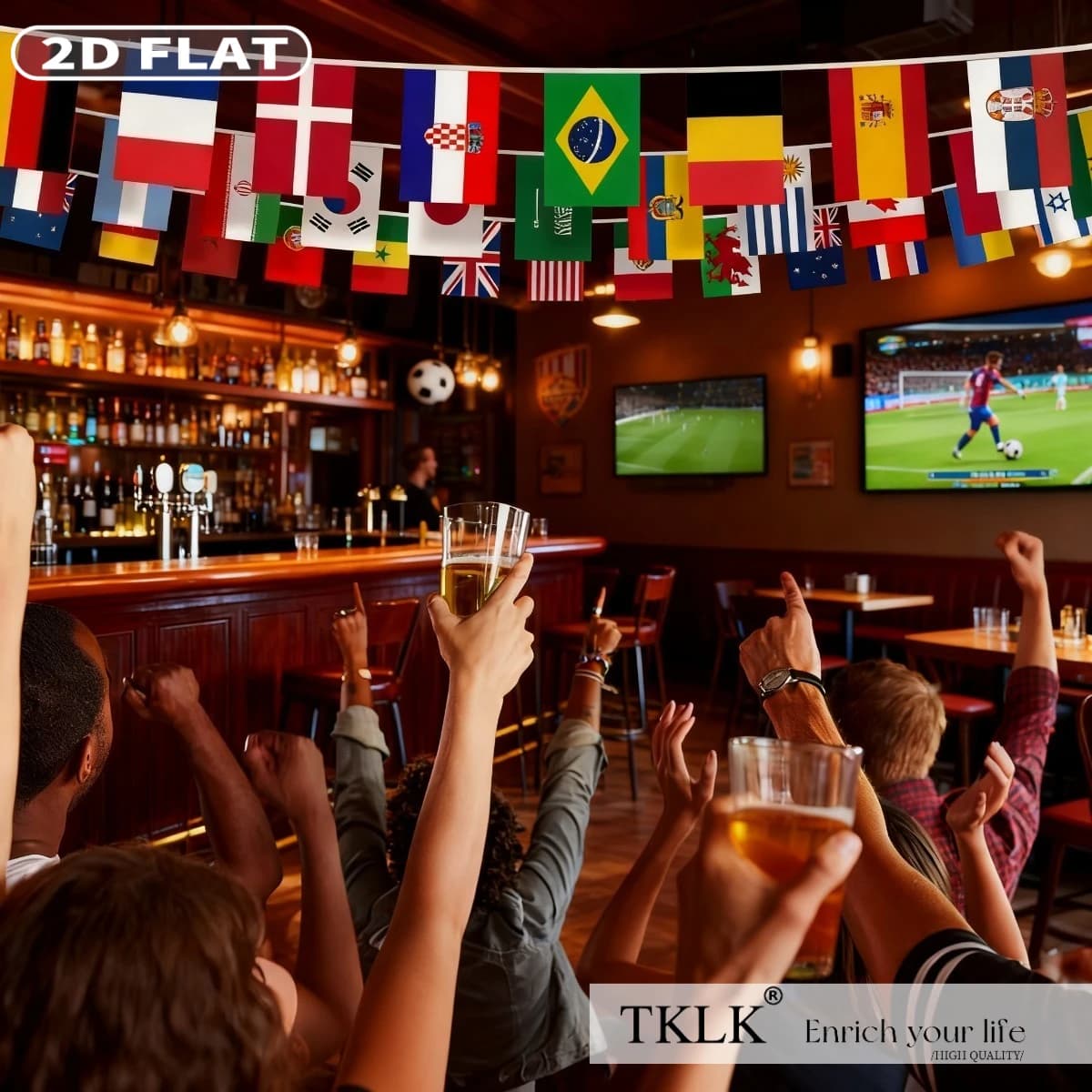 2D FLAT 50/100/200pcs World National Country 14x21cm String Flag - Ideal for Sports Events, Bars, Clubs, School, Matches Decor