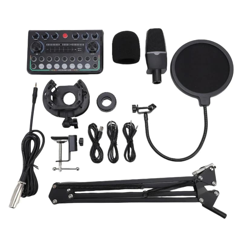 Microphone Bundle Set Condensewith Live Sound Card for PC Smartphone Studio Recording Broadcasting