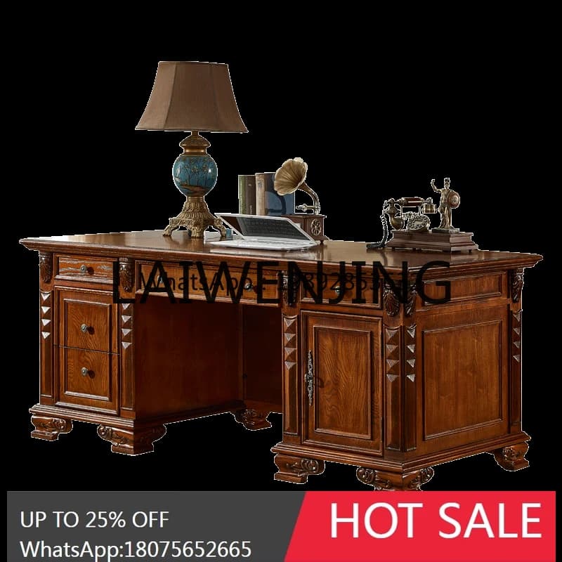RWJ American-Style Solid Wood Chair Computer Boss Desk Executive Desk