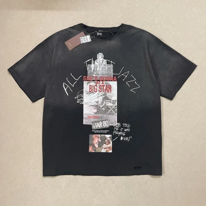 PALY 26SS Heavy Industry Crack Print Summer T-shirt – Trendy Cotton Casual Tops