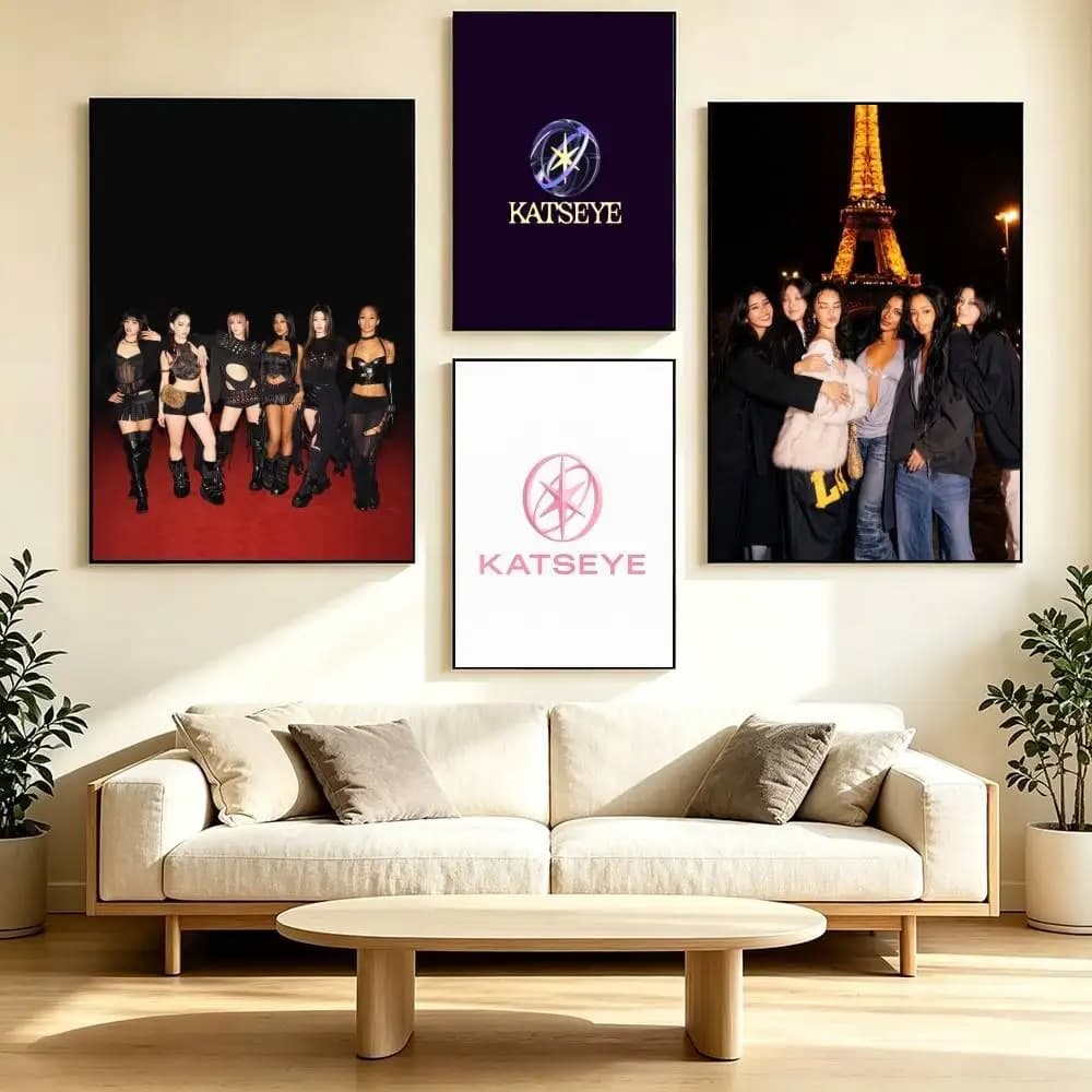K-KATSEYE Global Girl Group  Poster High Quality Dorm Living Room Aesthetic Wall Decoration Painting Stickers Gift