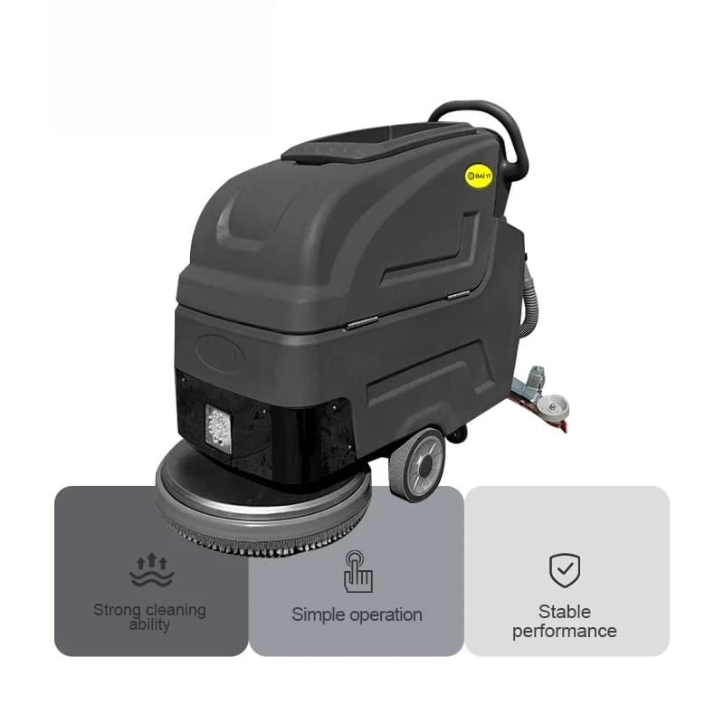 Compact Auto Battery Powered Walk-Behind Commercial Floor Scrubber Dryer Cleaning Scrubbing Machine