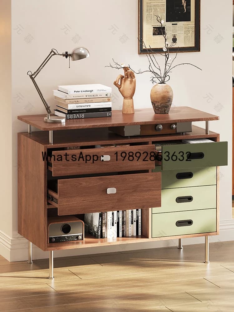 ZZ Chest of Drawers and Sideboard Integrated Wall-Mounted Living Room Home Storage Bedroom Solid Wood Bedside Cabinet