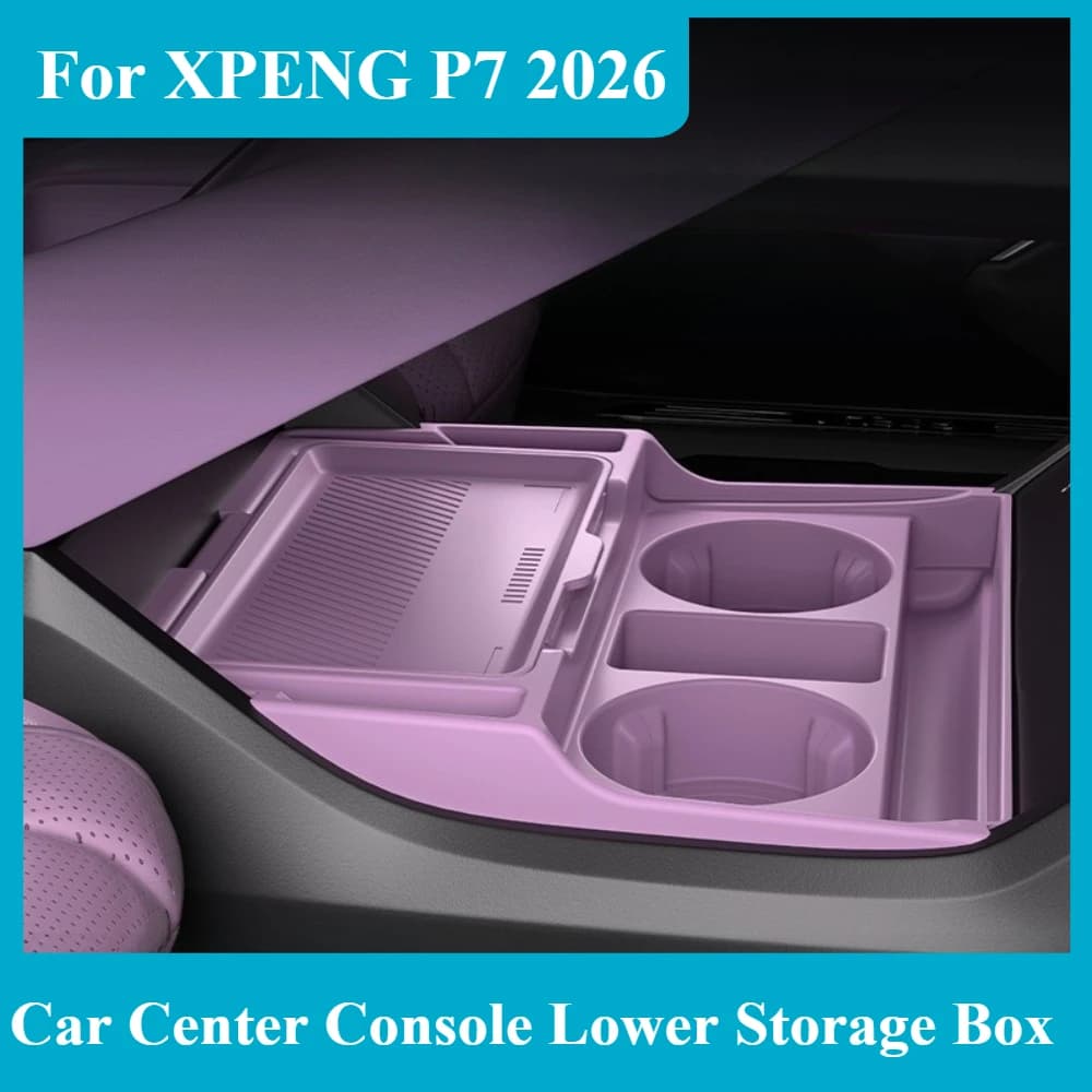 For XPENG P7 2026 Car Center Console Lower Storage Box Hidden Storage Organizer Tray Car Interior Accessories