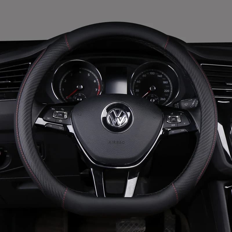 D Shape Car Steering Wheel Cover For VW Sharan Passat Caddy Touran Tiguan 2015-2021 Teramont Atlas T-Roc T-cross 2017-2021
