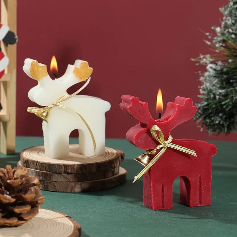 Christmas Flameless Candles Reindeer Gifts Home Decor Ornaments Scented Candle Room Decoration