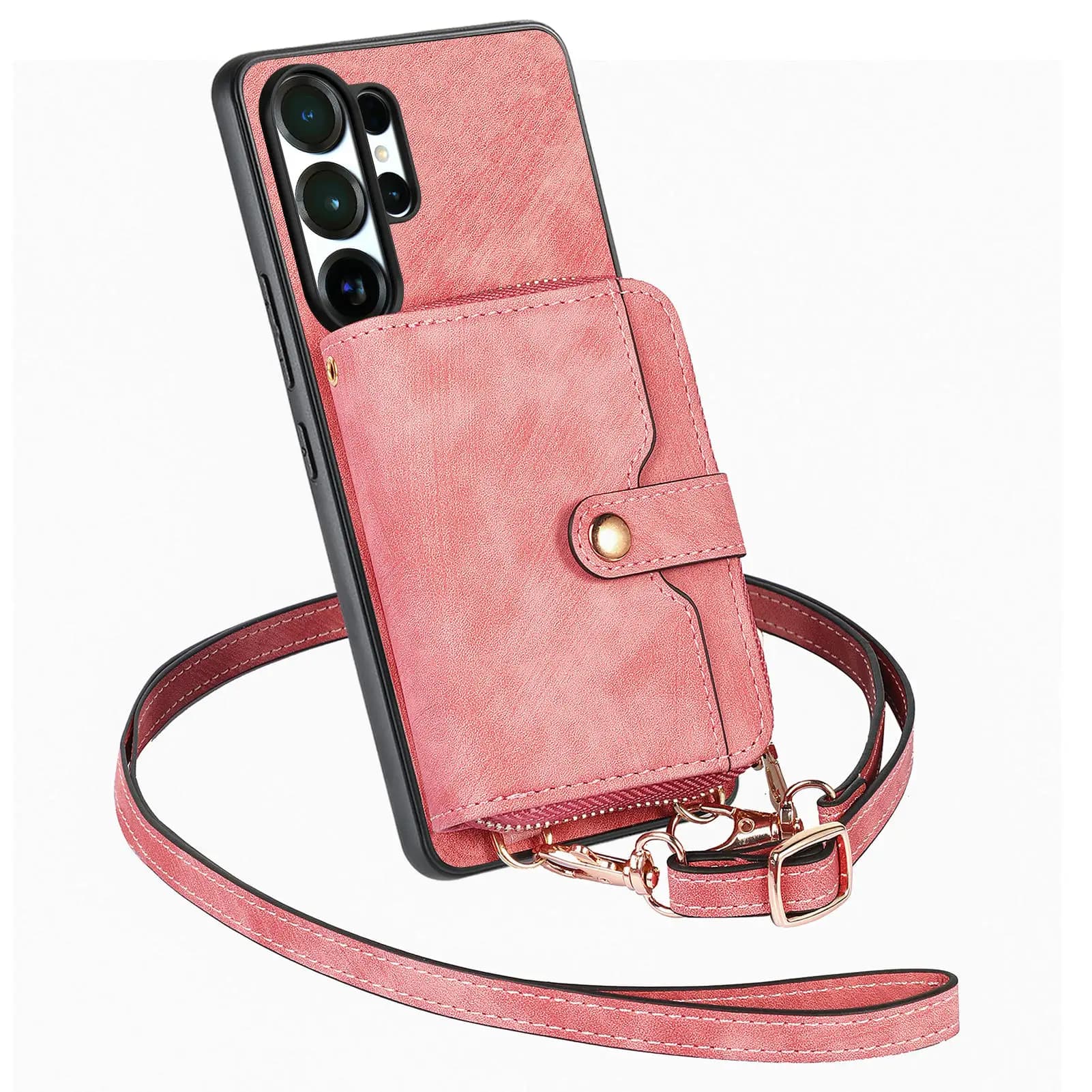 For Samsung Galaxy S26 Ultra S26 S25 S24 S23 S22 Ultra Case Luxury Magnetic Lanyard Zipper Wallet Card Holder Shockproof Cover