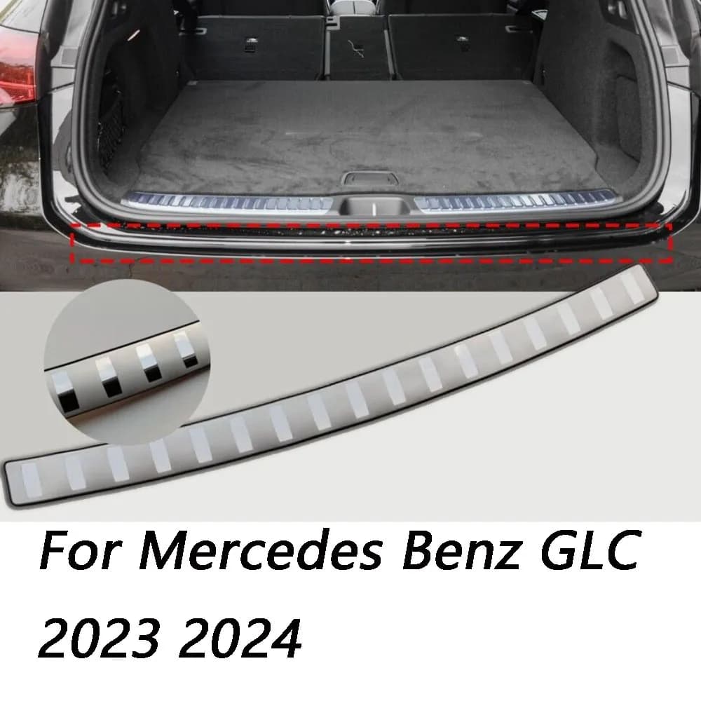 For Mercedes Benz GLC Car Trunk Trim Stainless Steel Rear Bumper Protector Door Sill Scuff Plate Accessories 2023 2024