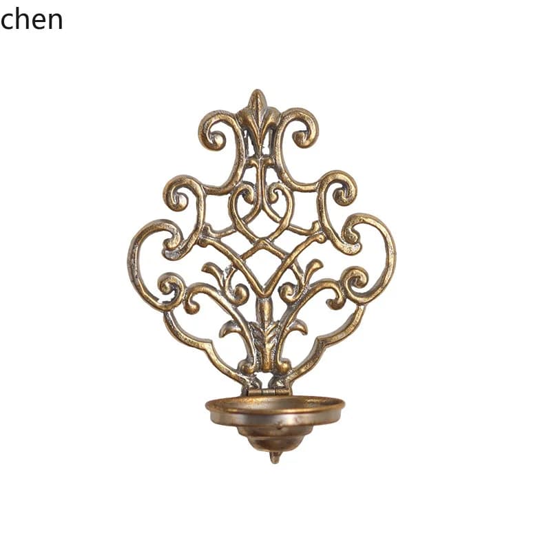 wall-mounted decorative candle holder - modern minimalist carved wall decor iron metal craft ornament