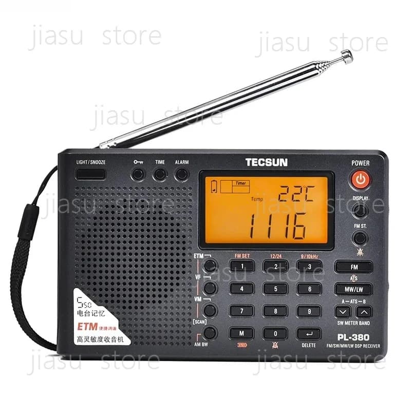 PL-380 Full Band Radio Digital Demodulation Stereo PLL Portable Radio FM /LW/SW/MW DSP Receiver Radio AM BB