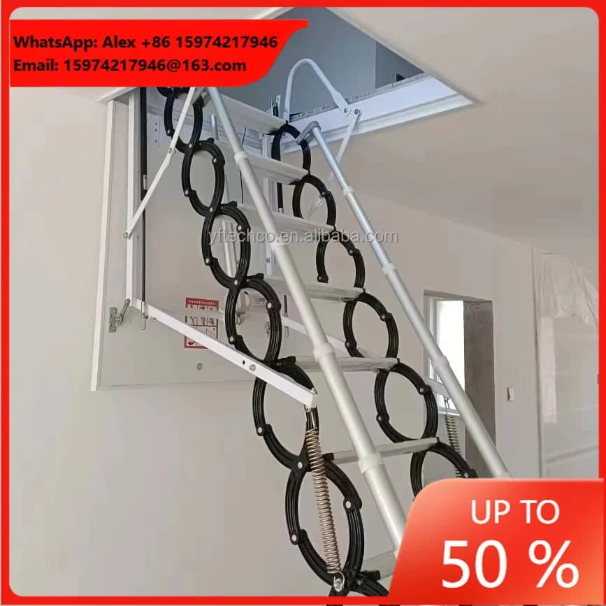 Manual And Electric Loft Ladder Electric Model Retractable Telescopic Domestic Hidden Staircase