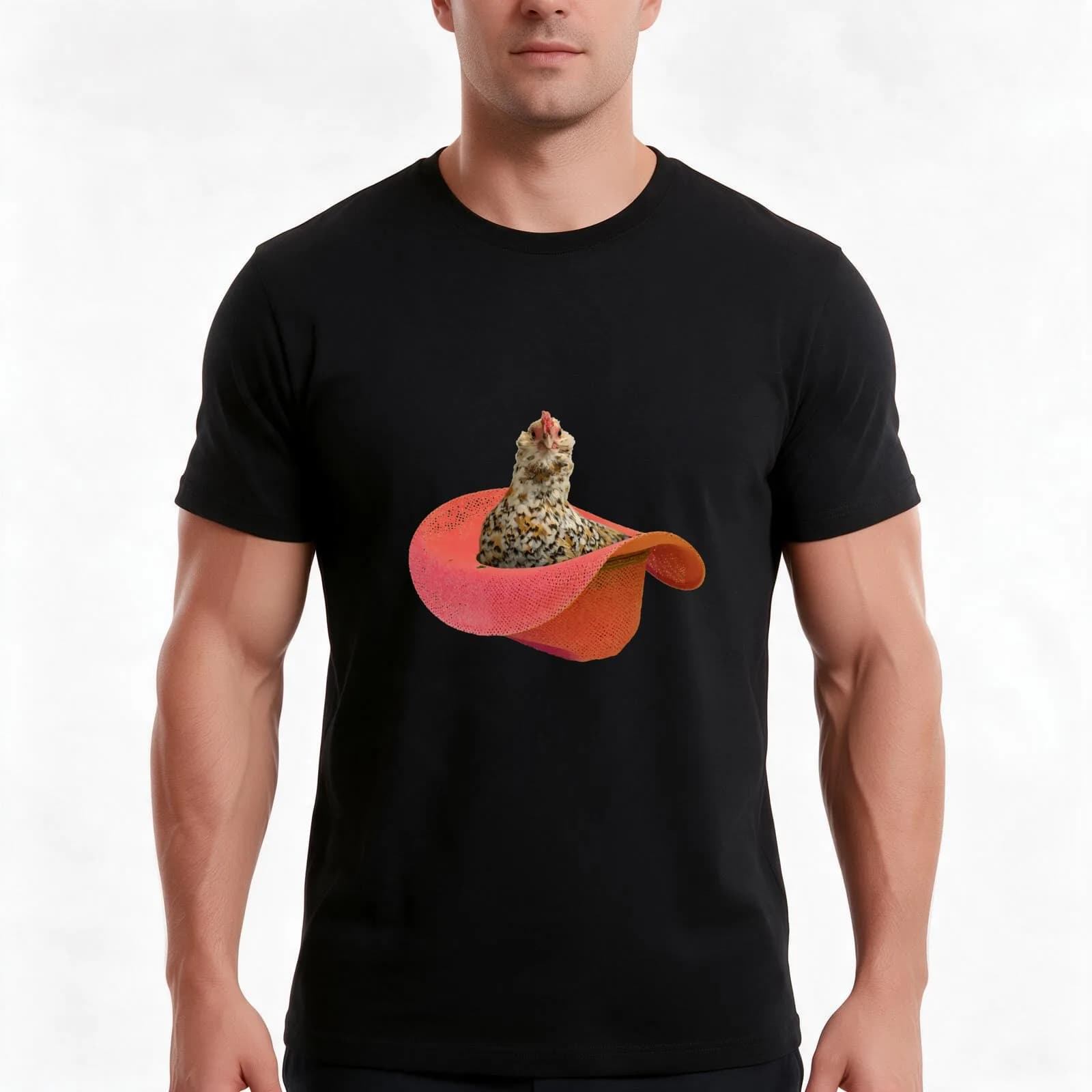 Chicken in a Hat T-Shirt, Summer Casual Cotton Tee, Oversized Streetwear Tops, Vintage Graphic Print, Loose Fit Short Sleeve