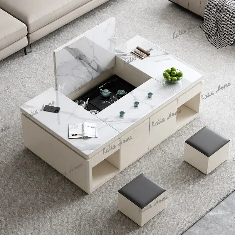 YJ Wooden Classy Living Room Coffee Tables Italian Lounge Nordic Living Room Coffee Tables Storage Mesa De Centro Furniture Home