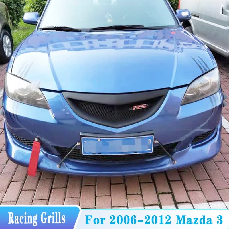 For 2006-2012 Mazda 3 Sedan Front Bumper Racing Grills Car Grille Full Star Racing Grills ABS Plastic Tuning BodyKit Accessories