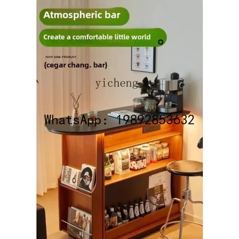 X8 Solid Wood Rock Slab Coffee Bar Cabinet Household Island Living Room Partition Locker Dining Side Cabinet