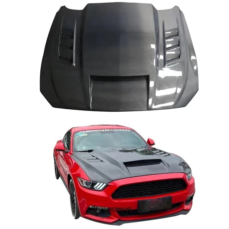 High Quality TF Carbon Fiber Style Auto Engine Bonnet Hood forMustang Perfect Fitment 2015-23