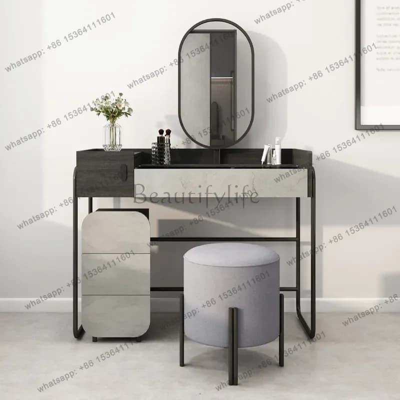 FG Nordic Sturdy Simple Makeup Table Small Space Lounges Bedroom Dressing Table Adult Black Modern Coiffeuse Chambre Furniture H