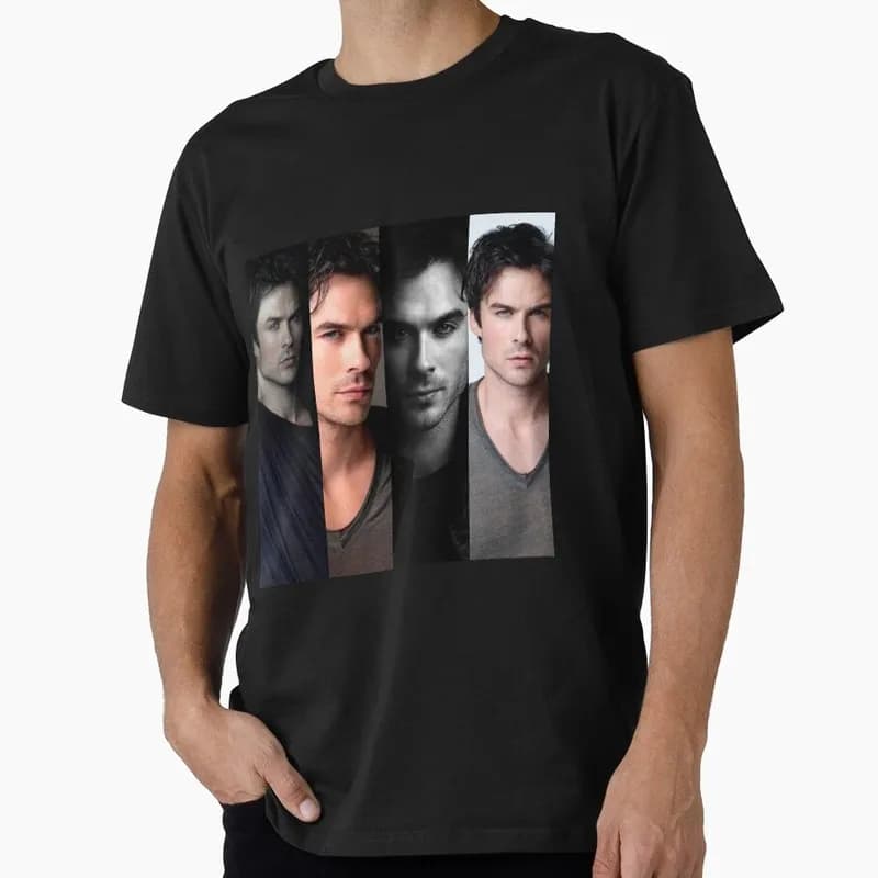 ian somerhalder Retro The Vampire Diaries Graphic T‑Shirt TV Show Fan Gift Unisex Y2K Streetwear Short Sleeve Casual Tee Tops