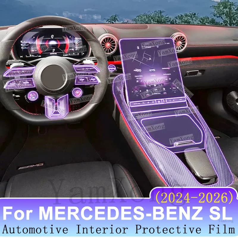 For MERCEDES-BENZ SL 2024-2026 Car Interior Navigation Center Console Transparent TPU Protective Film Anti-scratch Sticker