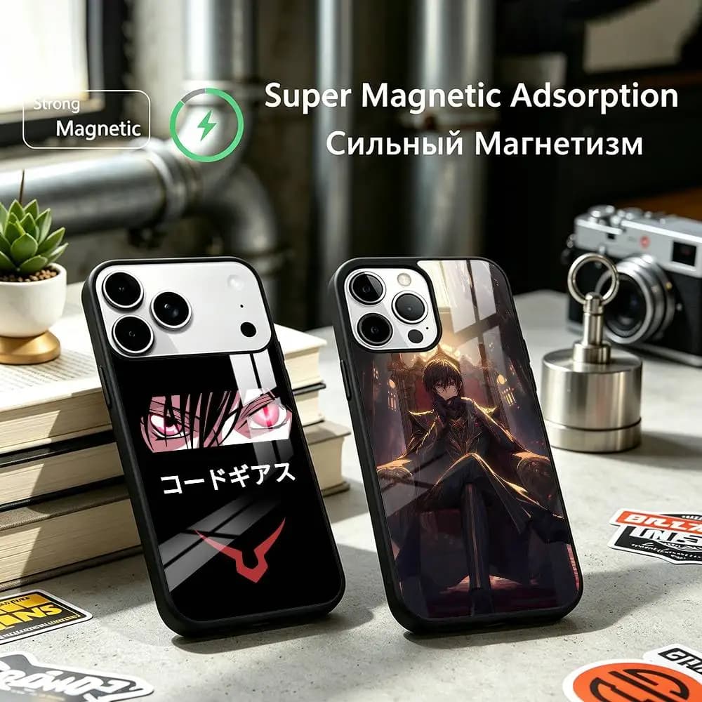 Lelouch Anime Phone Case For iPhone17,16,15,14,13,12 Plus,Pro Supports Magnetic Wireless Charging