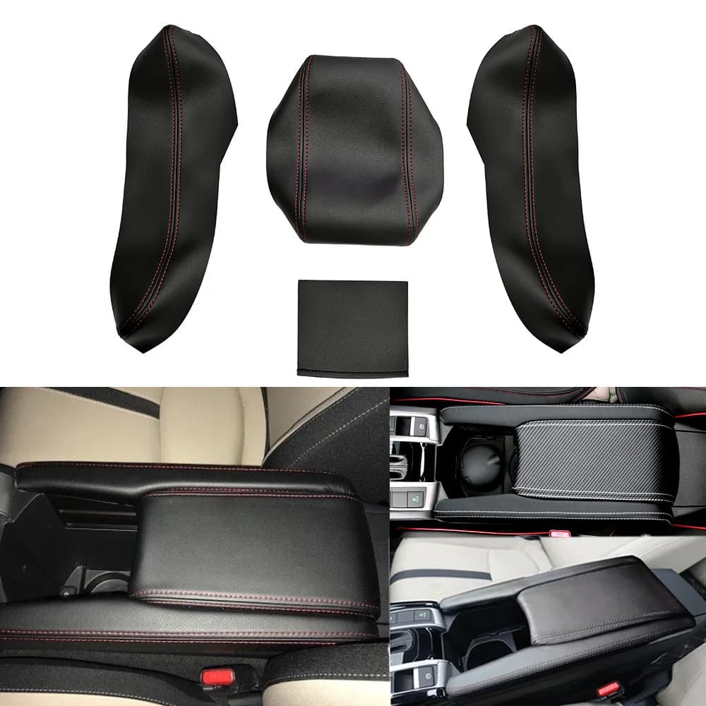 Center Console Armrest Cover for Honda Civic 10th Gen 2016-2021, Leather Lid Protector, Slip-On Design