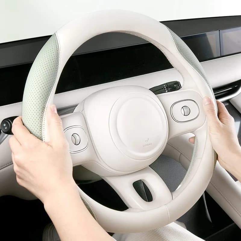 Leather Car Steering Wheel Cover Universal 37-38CM Steering Wheel Covers Cute Car Accessories Interior O/D Shape Steering Covers